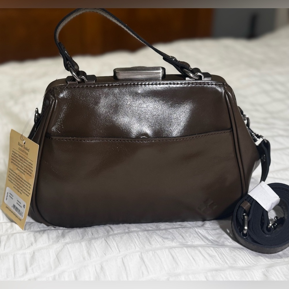 Patricia Nash Gracchi rose tooled mushroom color handbag brand new reg $ 279 - Picture 7 of 12